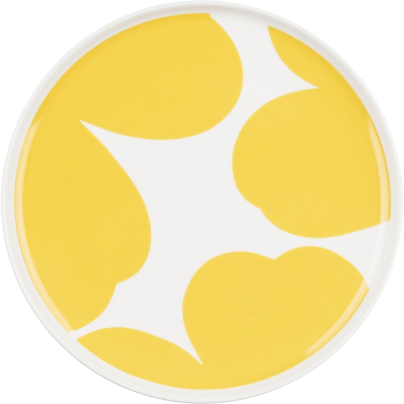 Iso Unikko Tallerken 20 cm, Hvid / Spring Yellow