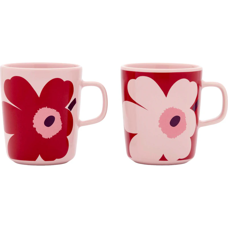 Oiva / Juhla Unikko Kaffekop 25 cl 2-pak, Blomme / Cranberry / Rosa