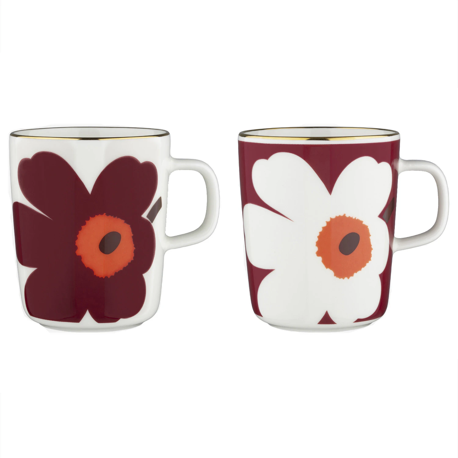 Marimekko Oiva Juhla Unikko Krus 25 Cl 2-pak - Kaffekopper Stent&oslash;j Hvid - 074540-132
