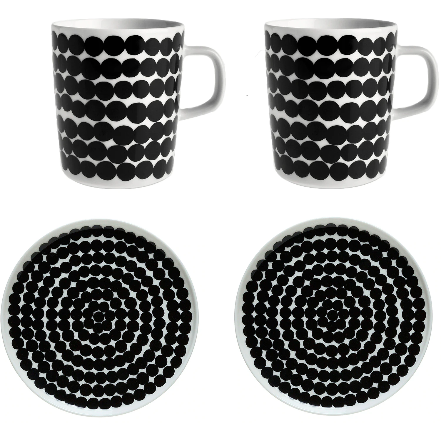 Marimekko Oiva/siirtolaputarha Tallerken 20 Cm + Krus 25 Cl 2-pak - Kaffekopper Stent&oslash;j Sort - 071605-190