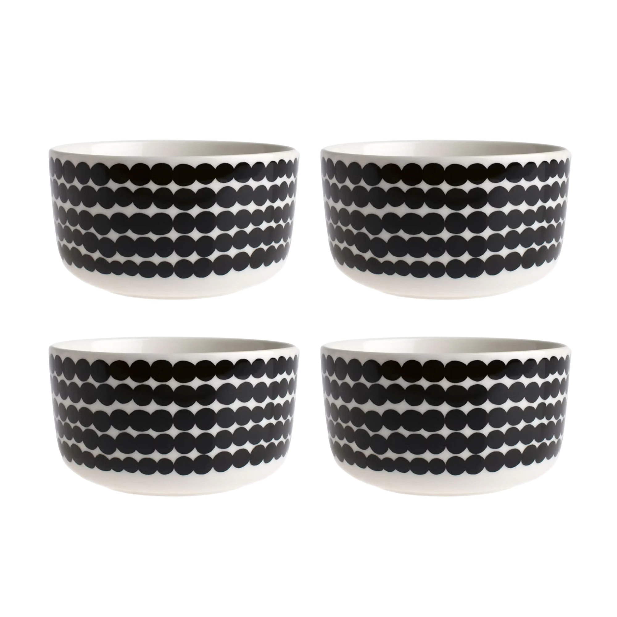 Marimekko Oiva/siirtolapuutarha Sk&aring;l 50 Cl 4-pak - Serveringssk&aring;le Stent&oslash;j Sort - 063300-190X4