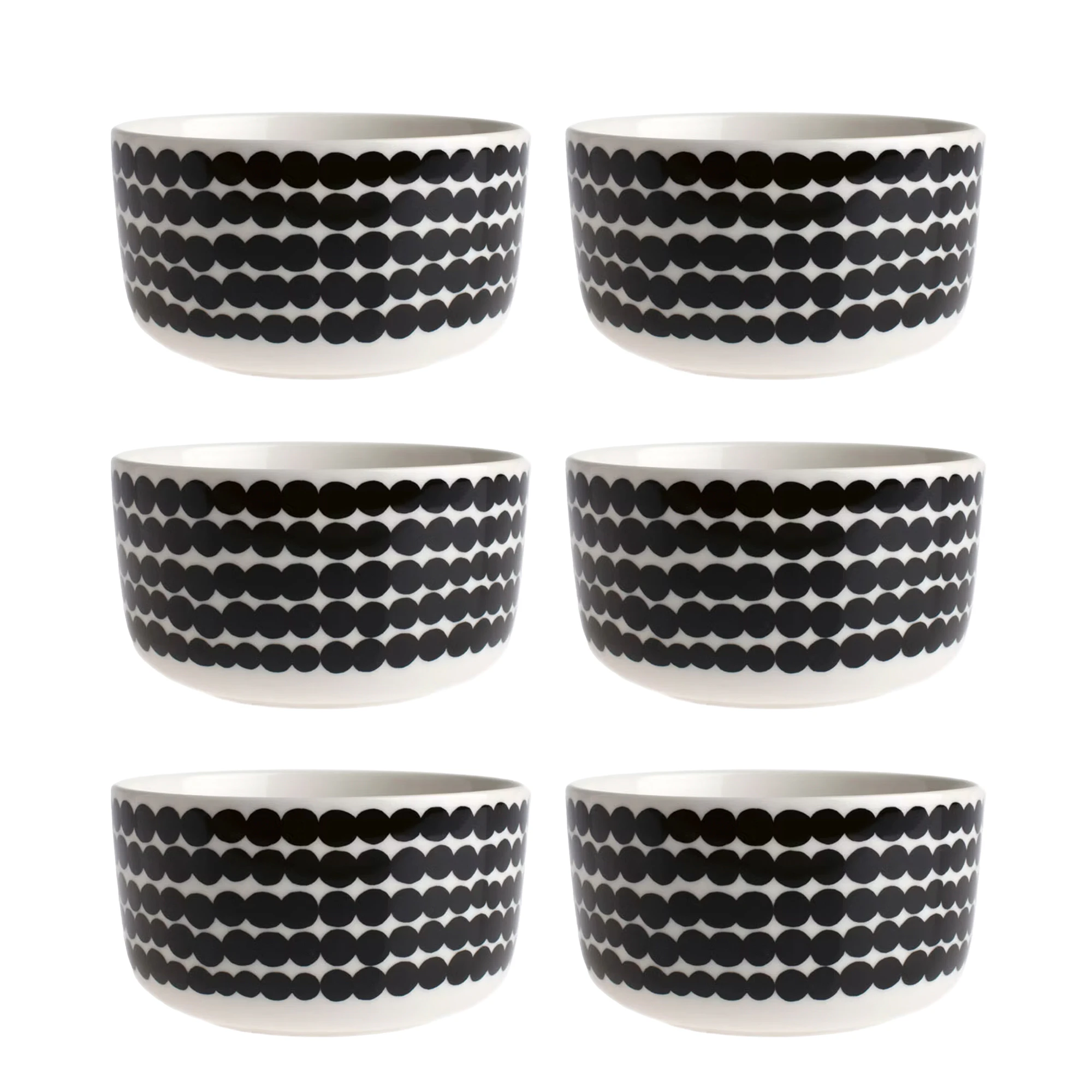 Marimekko Oiva/siirtolapuutarha Sk&aring;l 50 Cl 6-pak - Serveringssk&aring;le Stent&oslash;j Sort - 063300-190X6