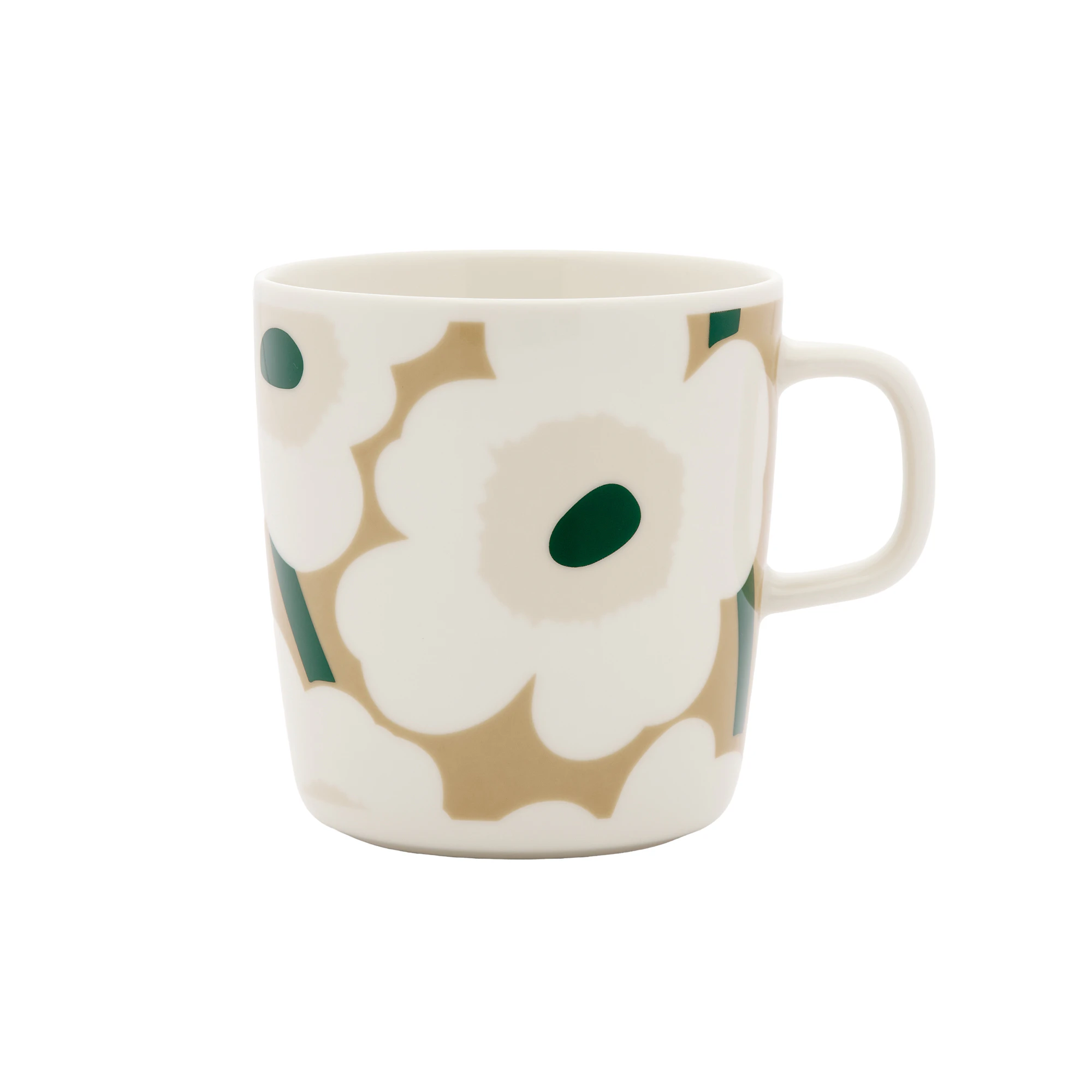 Marimekko Oiva/unikko Krus 40 Cl M&oslash;rkegr&oslash;nt / Light Sand - Kaffekopper Stent&oslash;j Dark Green - 075869-188