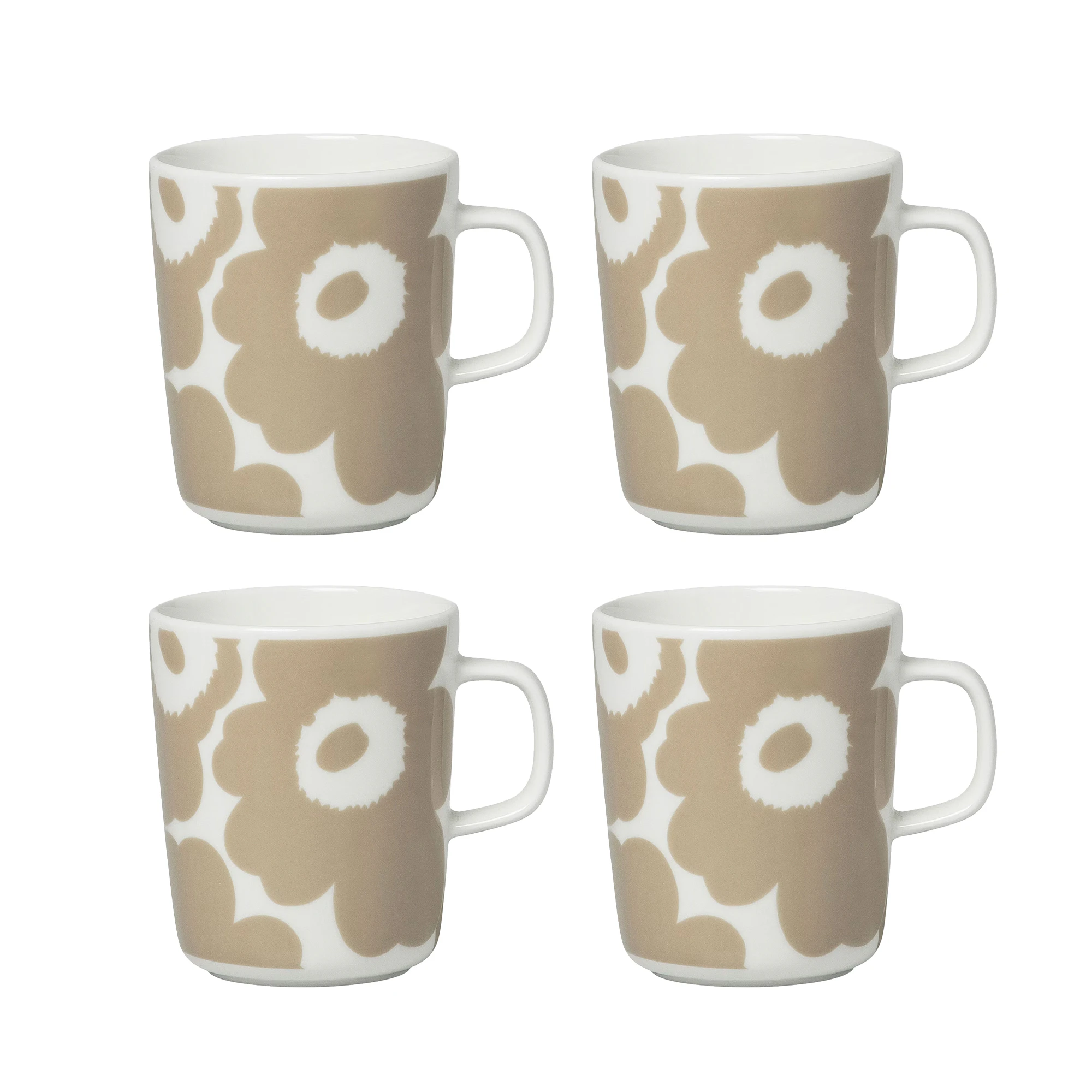 Marimekko Oiva / Unikko Krus 25 Cl 4-pak Beige / t - Kaffekopper Stent&oslash;j Hvid - 070401-180X4