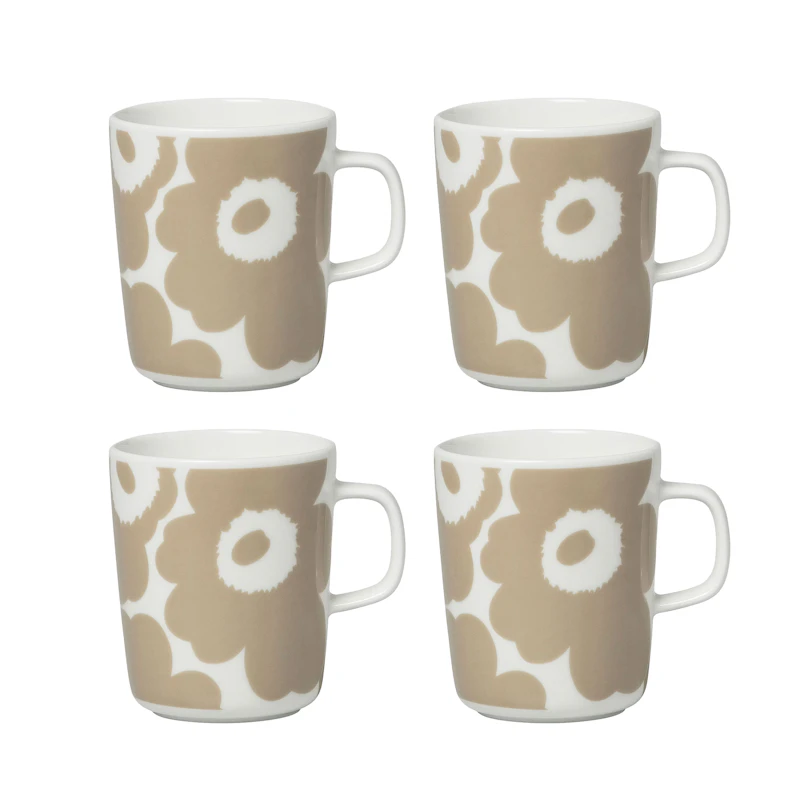 Oiva / Unikko Krus 25 cl 4-pak, Beige / Hvidt