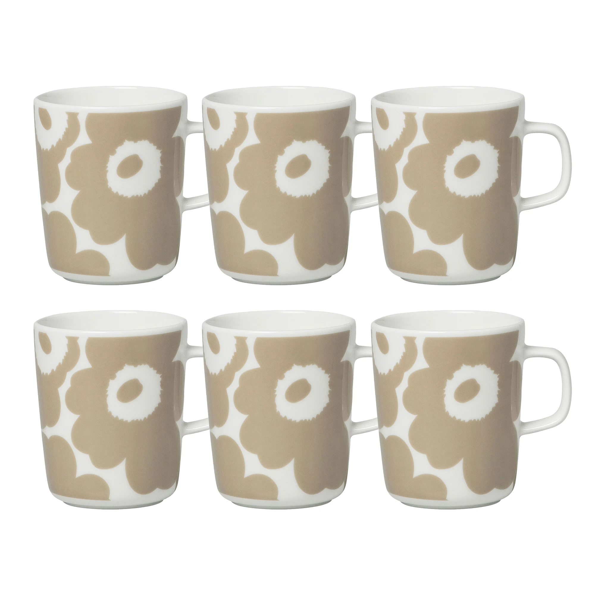 Marimekko Oiva / Unikko Krus 25 Cl 6-pak Beige / t - Kaffekopper Stent&oslash;j Hvid - 070401-180X6