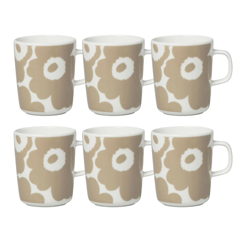Oiva / Unikko Krus 25 cl 6-pak, Beige / Hvidt