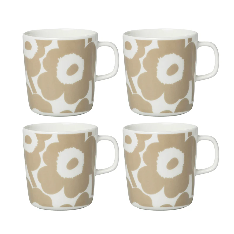 Oiva / Unikko Krus 40 cl 4-pak, Beige / Hvidt