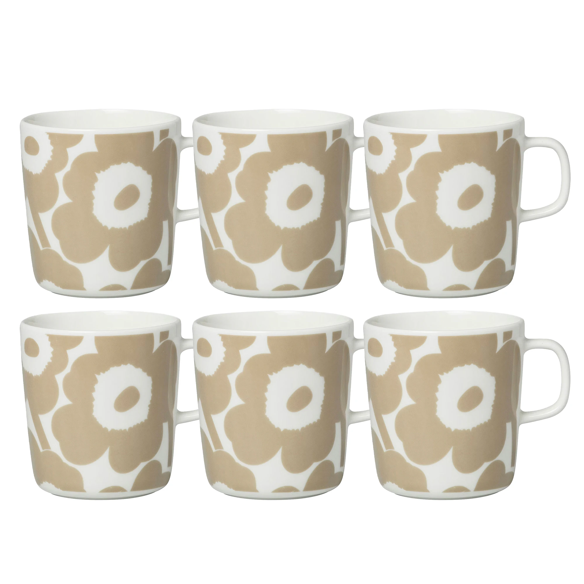 Marimekko Oiva / Unikko Krus 40 Cl 6-pak Beige / t - Kaffekopper Stent&oslash;j Hvid - 070402-180X6
