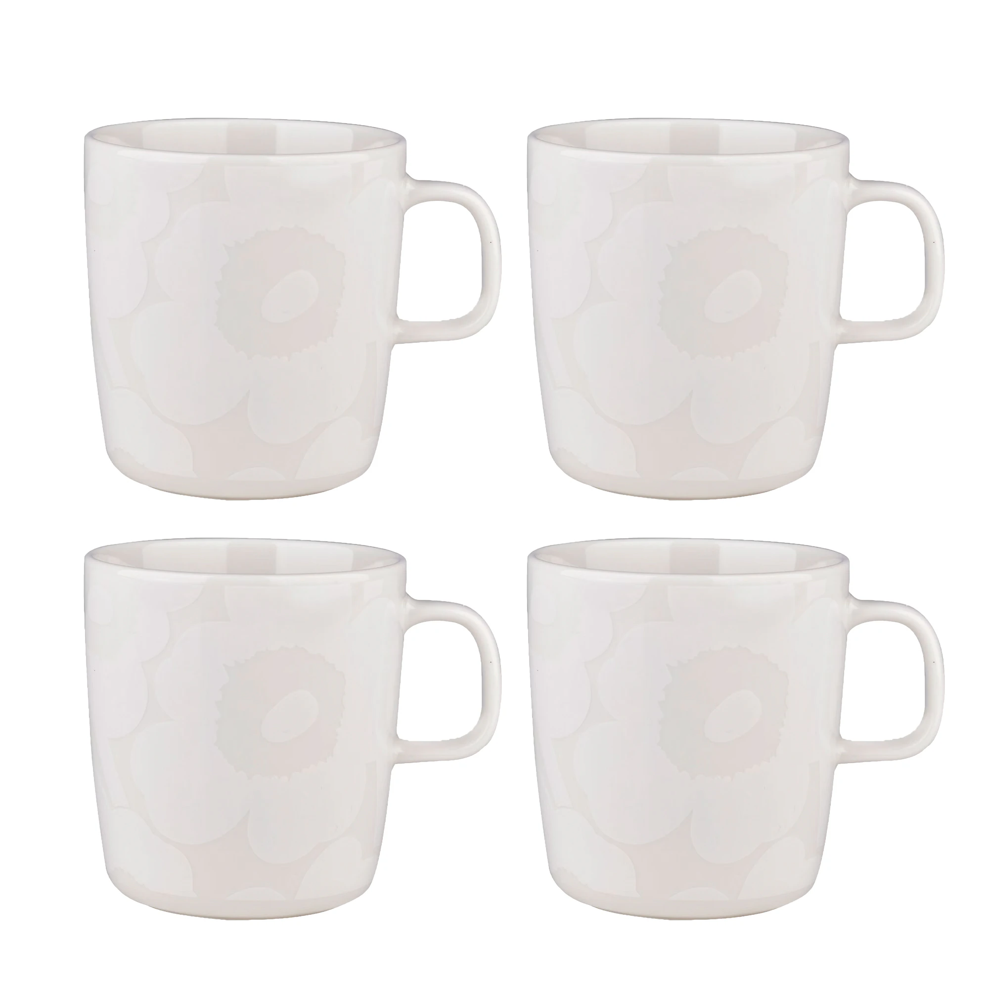 Marimekko Oiva / Unikko Krus 40 Cl 4-pak t - Kaffekopper Stent&oslash;j Hvid - 072584-100X4