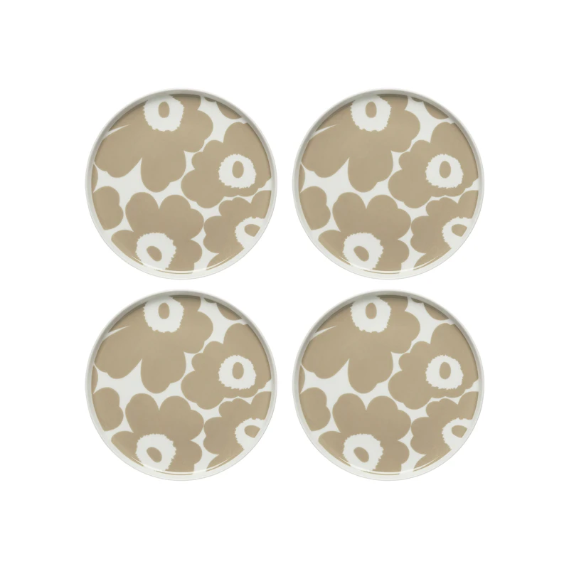 Oiva / Unikko Sidetallerken 20 cm 4-pak, Beige / Hvid