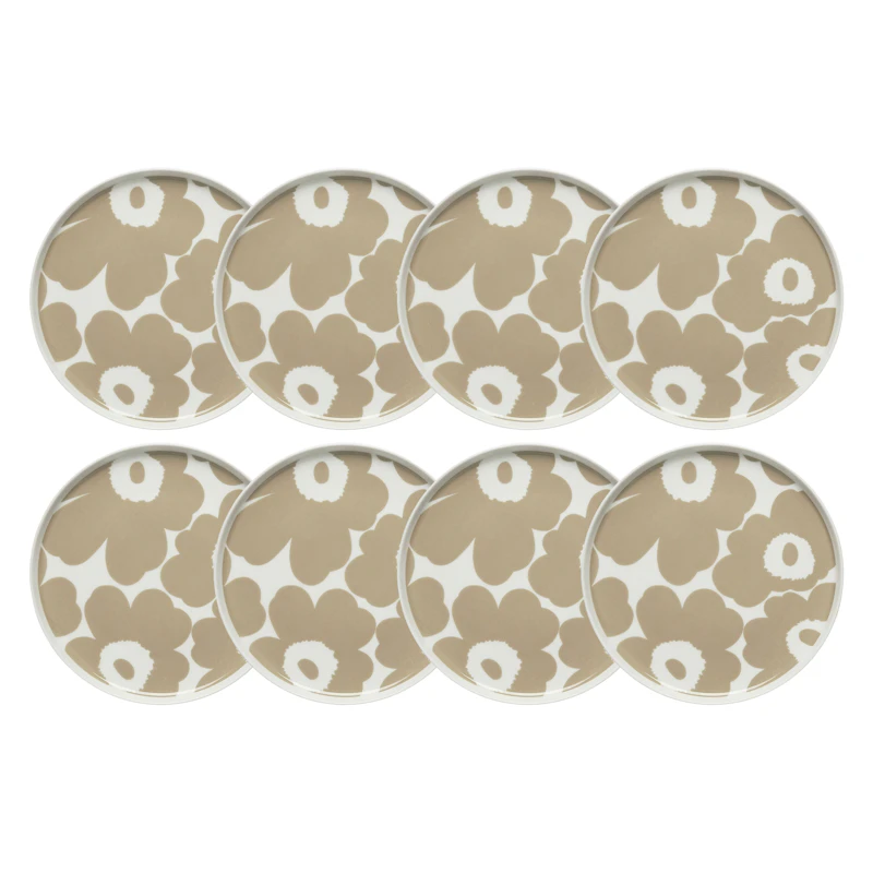 Oiva / Unikko Sidetallerken 20 cm 8-pak, Beige / Hvid