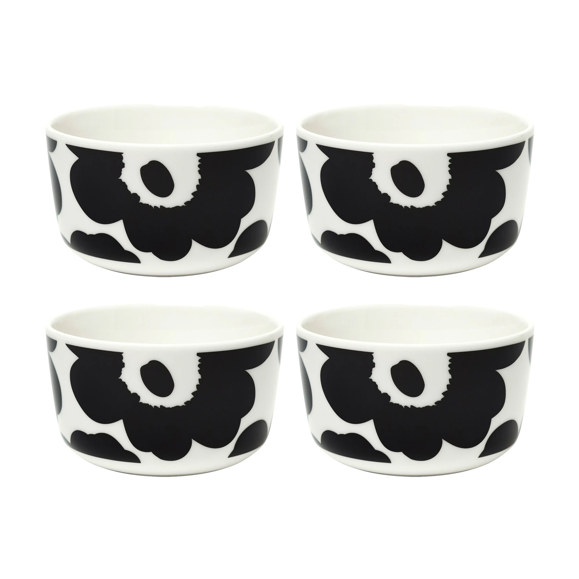 Marimekko Oiva / Unikko Sk&aring;l 25 Cl 4-pak / Hvid - Serveringssk&aring;le Stent&oslash;j Sort - 071066-190X4