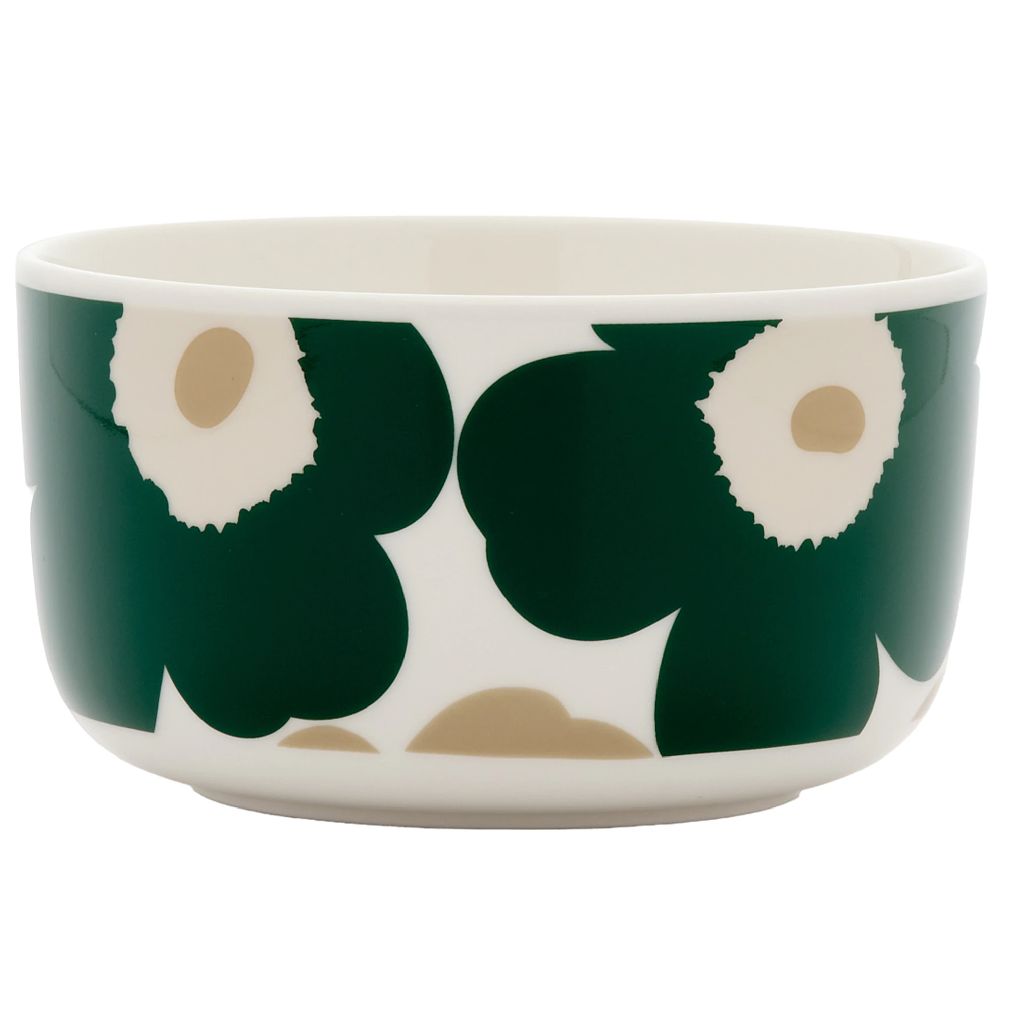 Marimekko Oiva/unikko Sk&aring;l 50 Cl M&oslash;rkegr&oslash;n / Light Sand - Serveringssk&aring;le Stent&oslash;j Dark Green - 075872-168