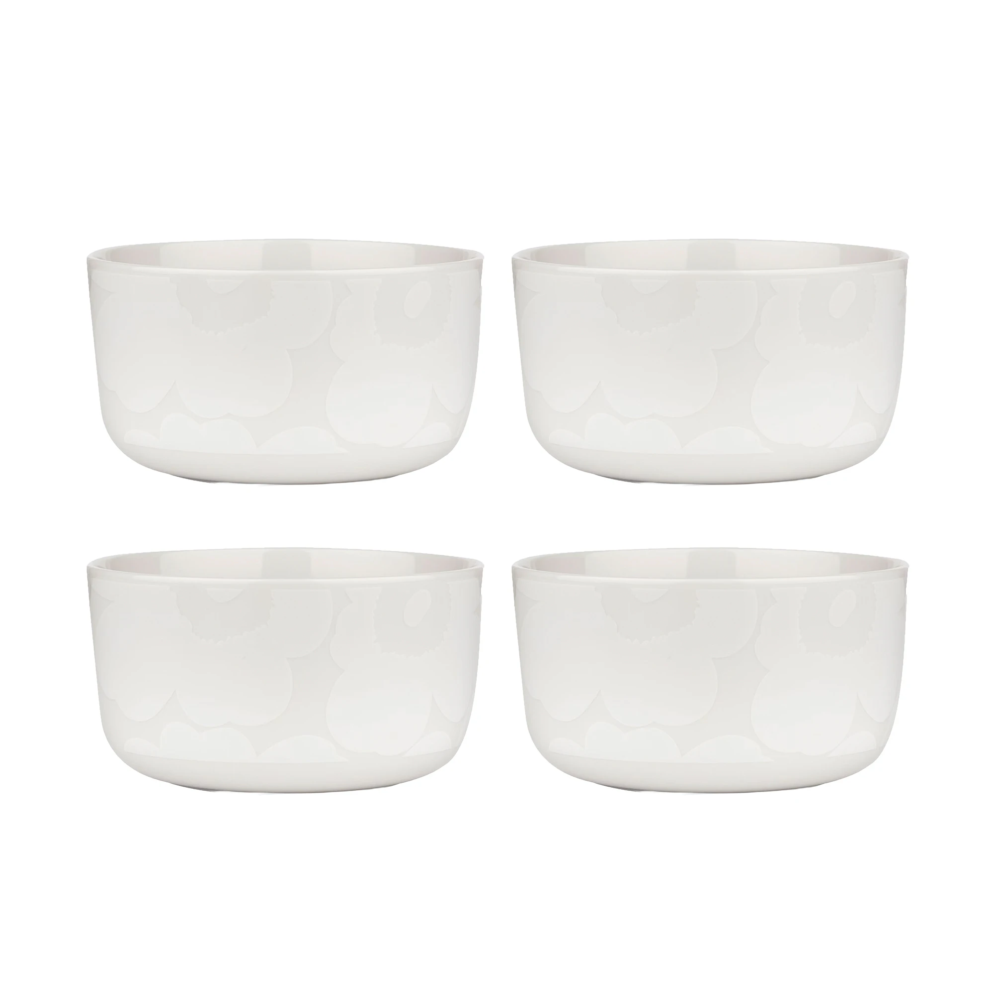 Marimekko Oiva / Unikko Sk&aring;l 50 Cl 4-pak - Serveringssk&aring;le Stent&oslash;j Hvid - 072591-100X4