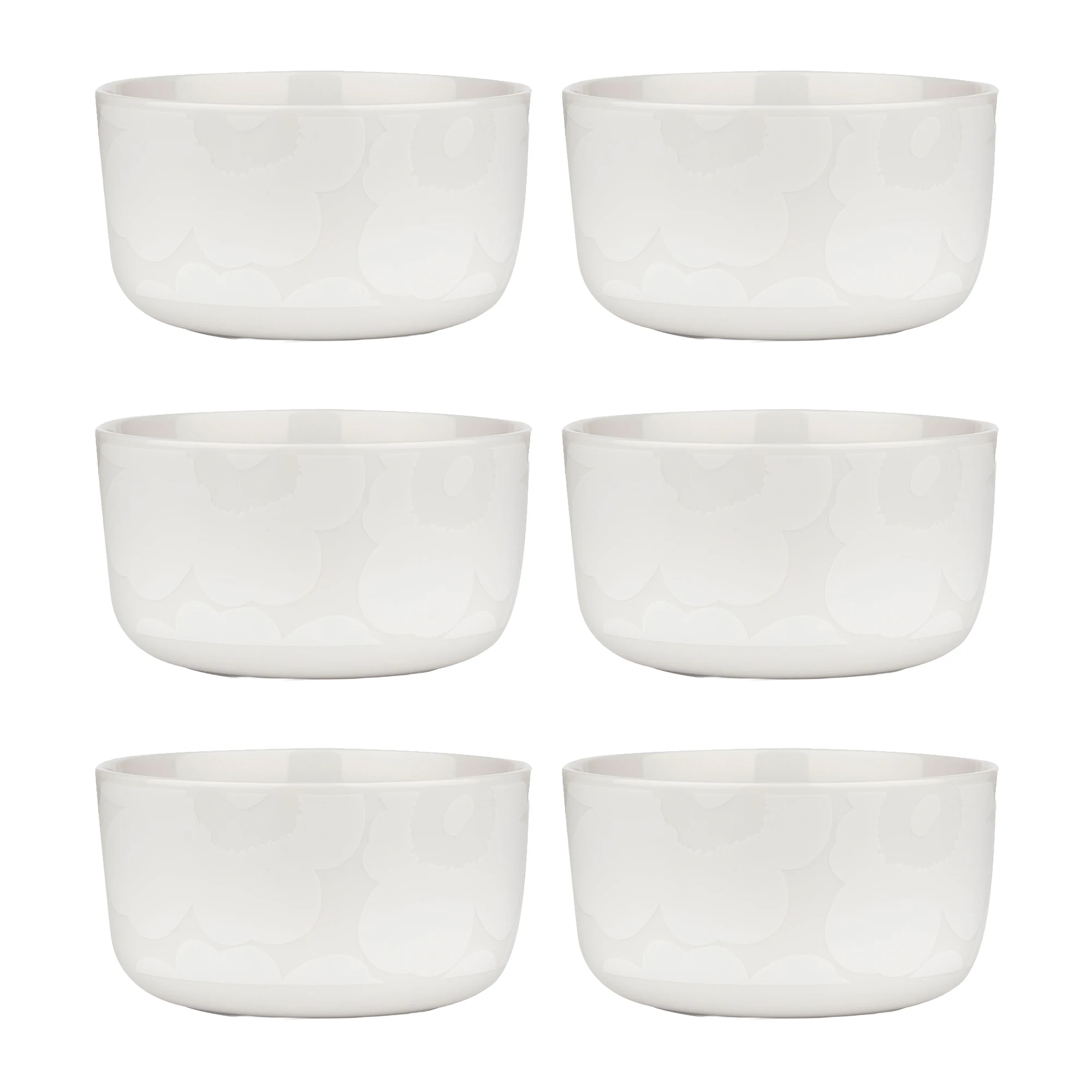 Marimekko Oiva / Unikko Sk&aring;l 50 Cl 6-pak - Serveringssk&aring;le Stent&oslash;j Hvid - 072591-100X6