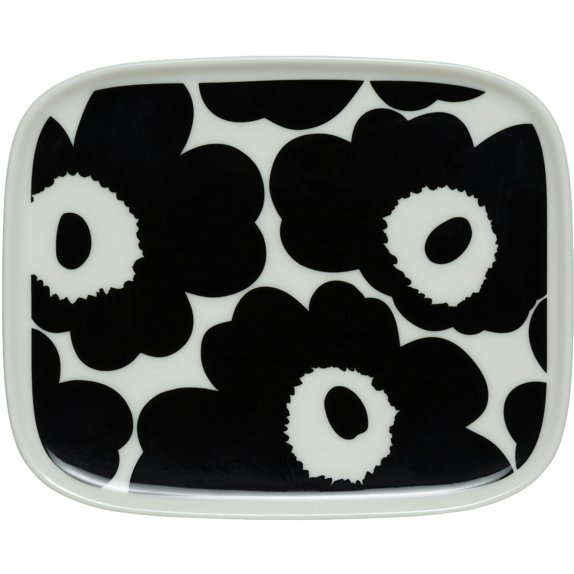 Marimekko Oiva/unikko Tallerken 12x15 Cm / Hvid - Asietter Stent&oslash;j Sort - 071067-190