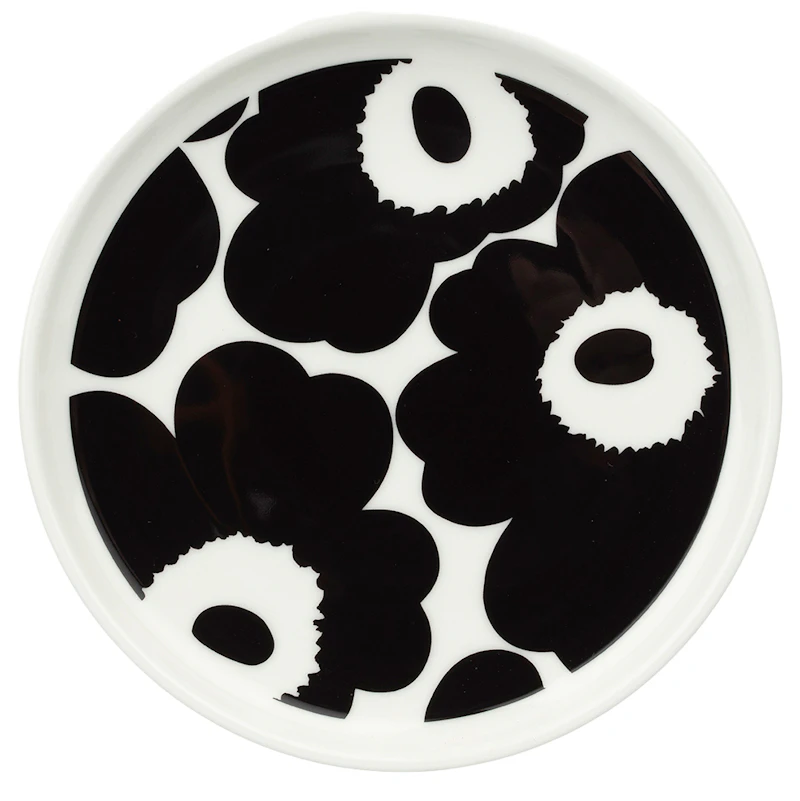 Oiva/Unikko Tallerken 13,5 cm, Sort / Hvid