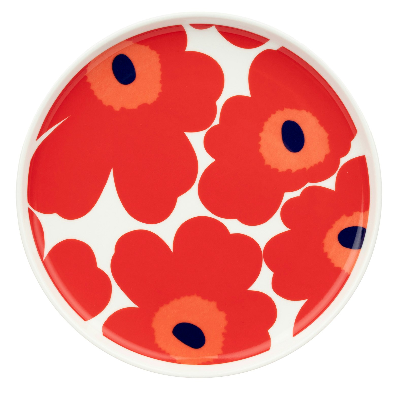 Marimekko Oiva/unikko Tallerken &Oslash;20 Cm R&oslash;d - Middagstallerkner Stent&oslash;j Hvid - 075539-001
