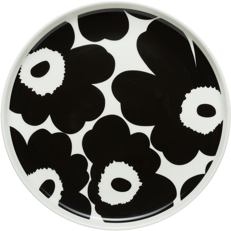 Oiva/Unikko Tallerken 20 cm, Sort / Hvid