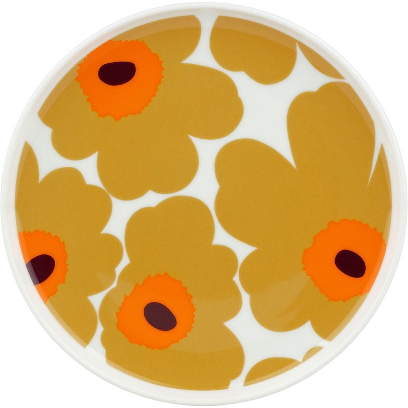Oiva/Unikko Tallerken Ø20 cm, Hvid / Caramel
