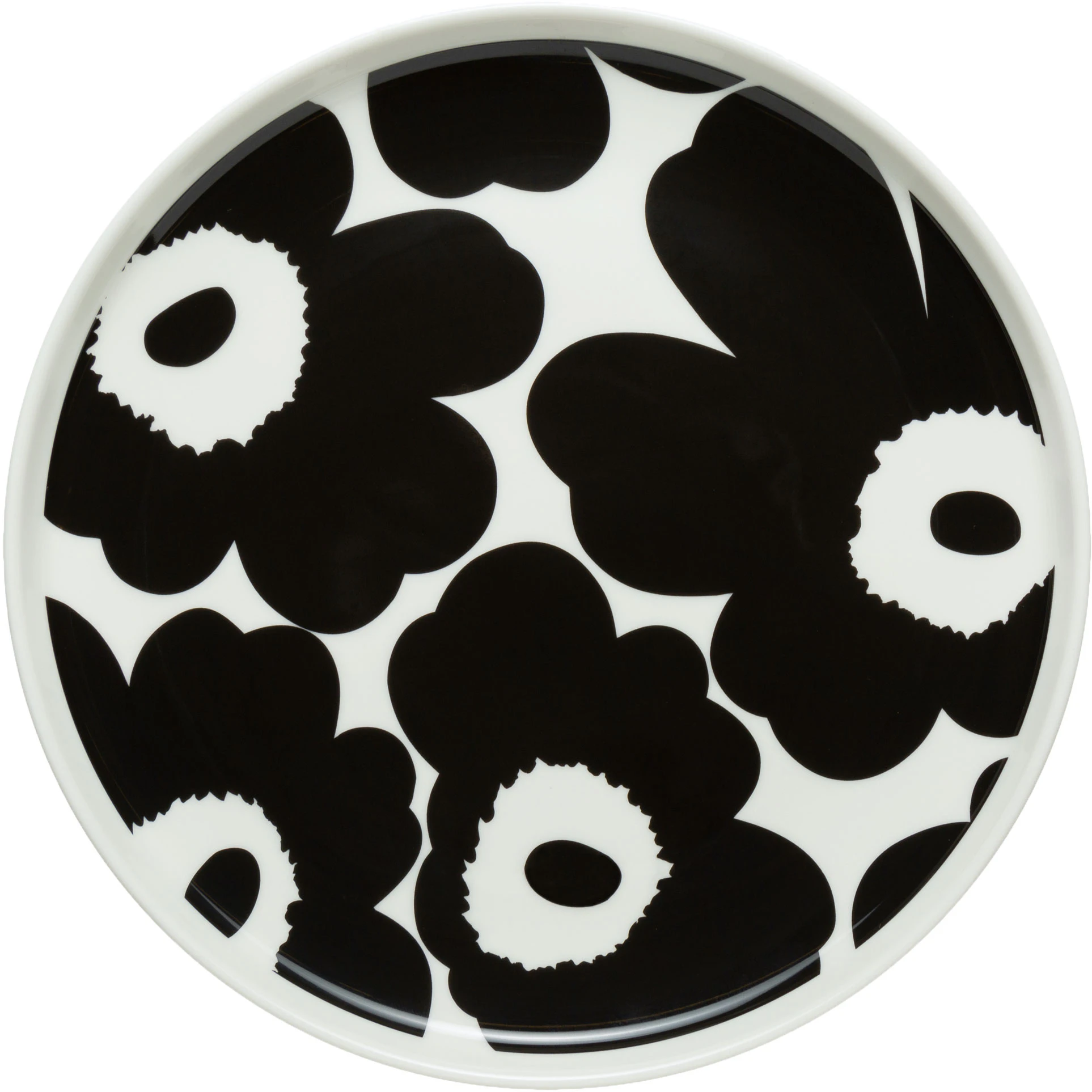 Marimekko Oiva/unikko Tallerken 20 Cm / Hvid - Middagstallerkner Stent&oslash;j Sort - 070763-190