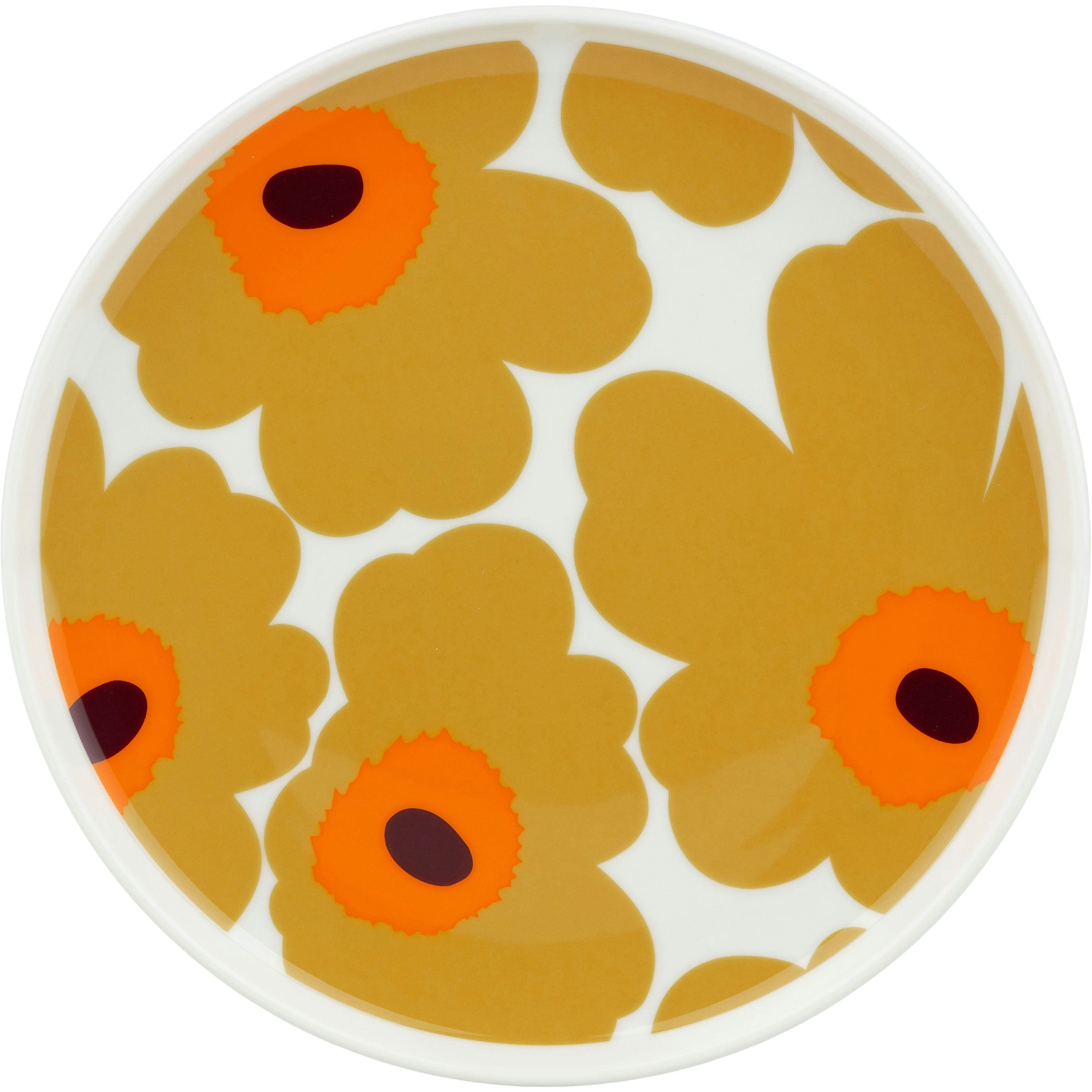 Marimekko Oiva/unikko Tallerken &Oslash;20 Cm / Caramel - Middagstallerkner Stent&oslash;j Hvid - 074564-182