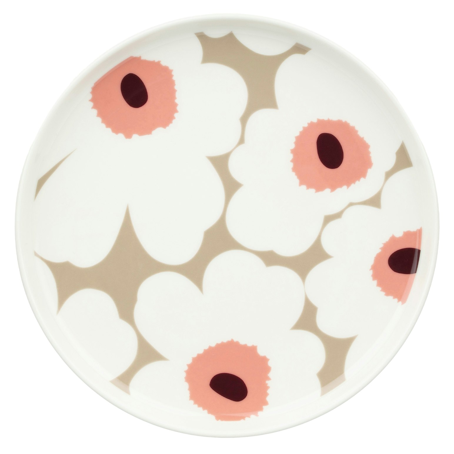 Marimekko Oiva/unikko Tallerken &Oslash;20 Cm Clay / Dark Wine - Middagstallerkner Stent&oslash;j Hvid - 075533-183