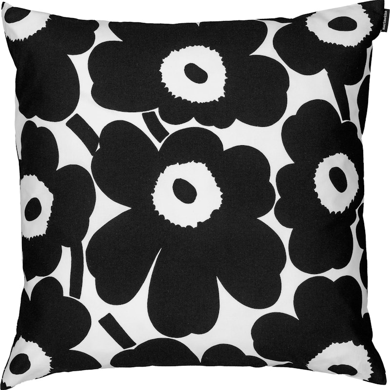 Pieni Unikko Pudebetræk 50x50 cm, Sort / Hvidt