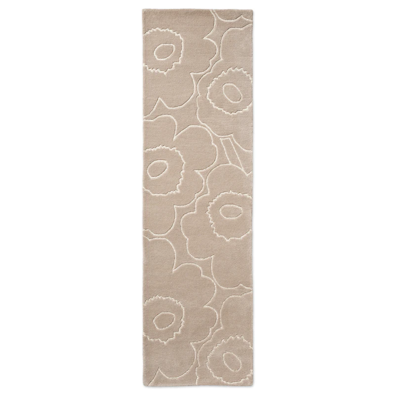Piirto Unikko Uldgulvtæppe 80x300 cm, Greige