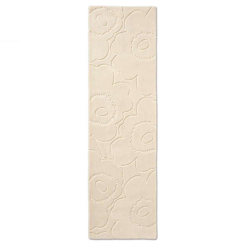 Piirto Unikko Uldgulvtæppe 80x300 cm, Natural White