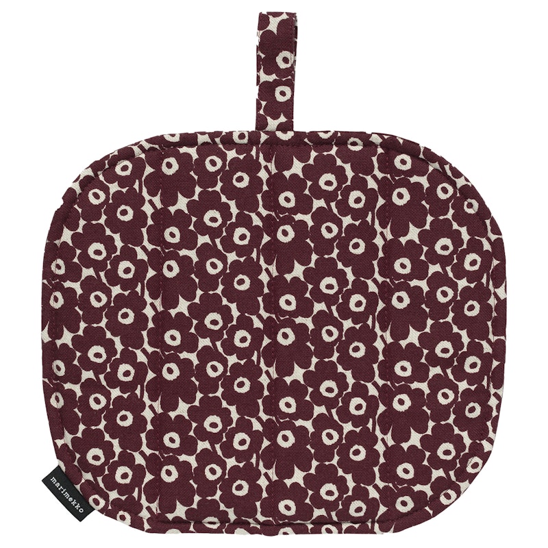 Pikkuinen Unikko Grydelap 21,5x21,5 cm, Hør/Bourgogne