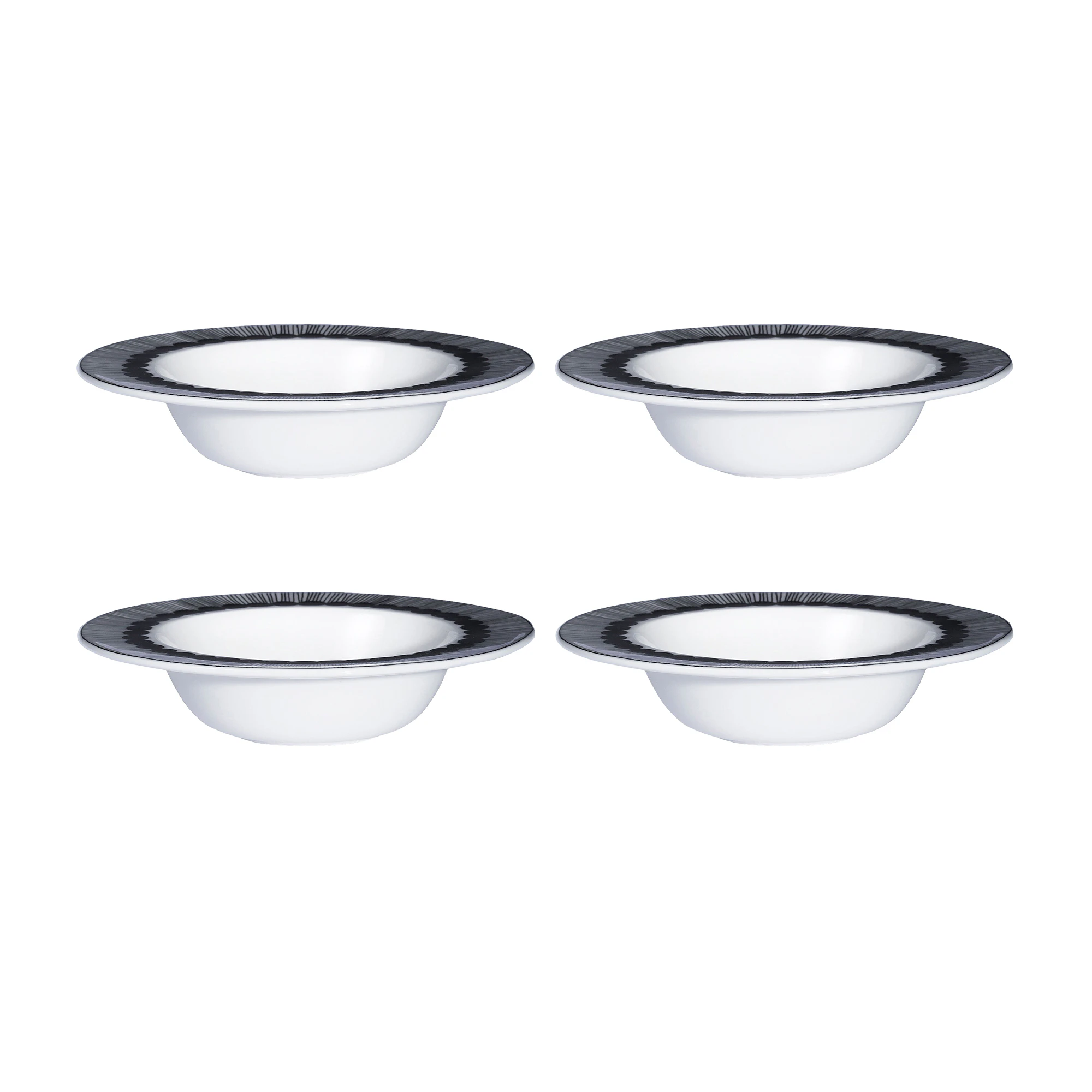 Marimekko Siirtolapuutarha Dyb Tallerken 25 Cl 4-pak - Dybe tallerkner Stent&oslash;j Sort - 066683-190X4