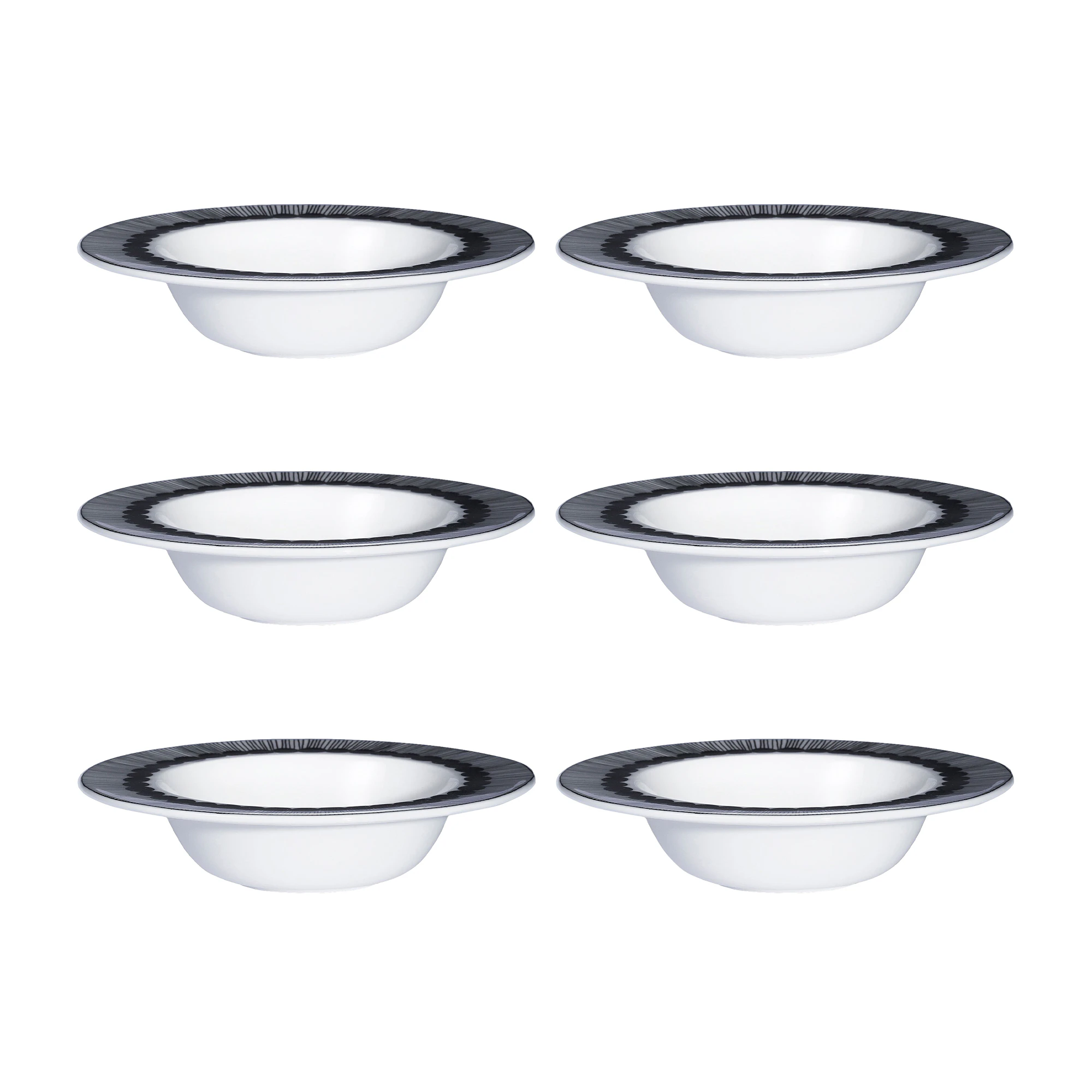 Marimekko Siirtolapuutarha Dyb Tallerken 25 Cl 6-pak - Dybe tallerkner Stent&oslash;j Sort - 066683-190X6
