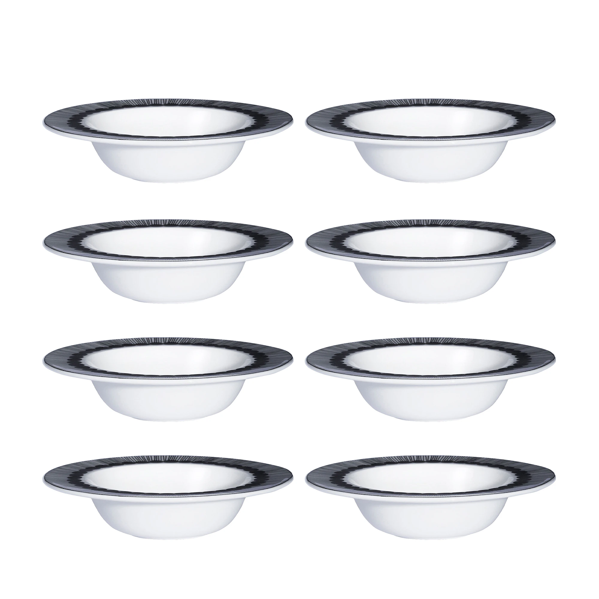 Marimekko Siirtolapuutarha Dyb Tallerken 25 Cl 8-pak - Dybe tallerkner Stent&oslash;j Sort - 066683-190X8
