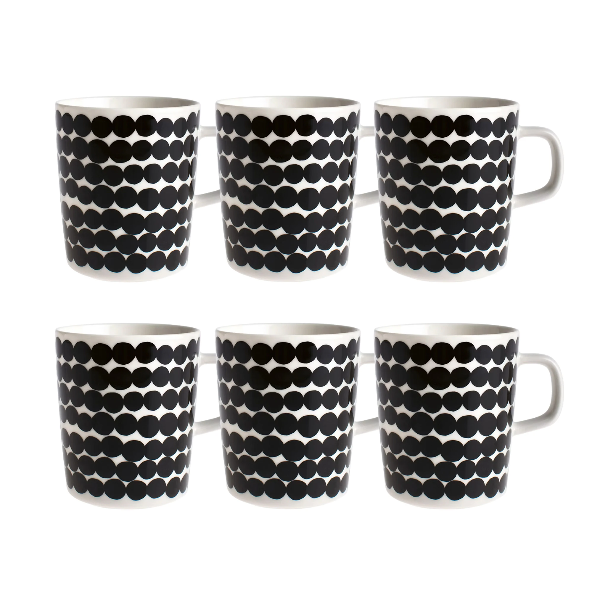 Marimekko Siirtolapuutarha Krus 25 Cl 6-pak - Kaffekopper Stent&oslash;j Sort - 063296-190X6