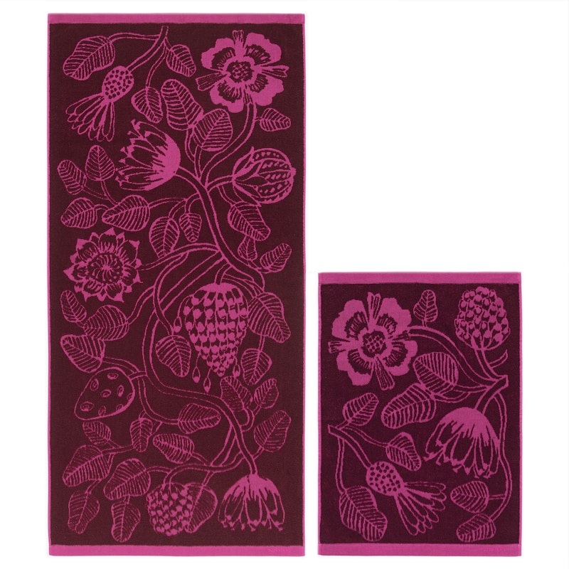 Tiara Terry Håndklædesæt 2 dele, Rosa/Bourgogne