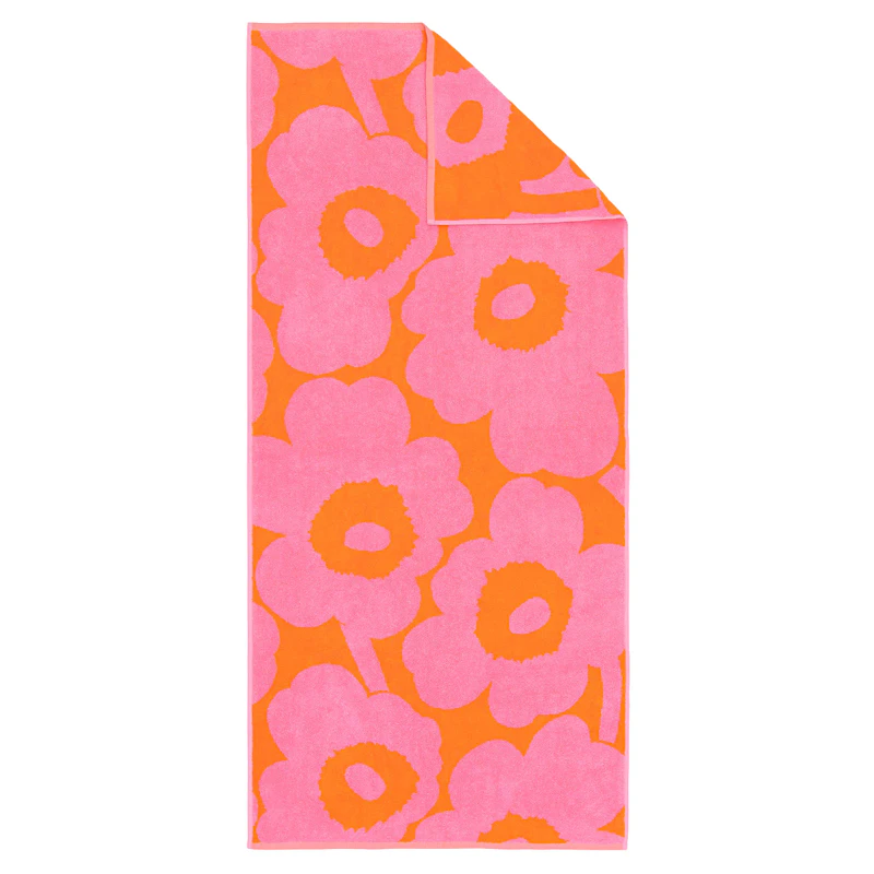 Unikko Badehåndklæde 70x150 cm, Rosa / Orange