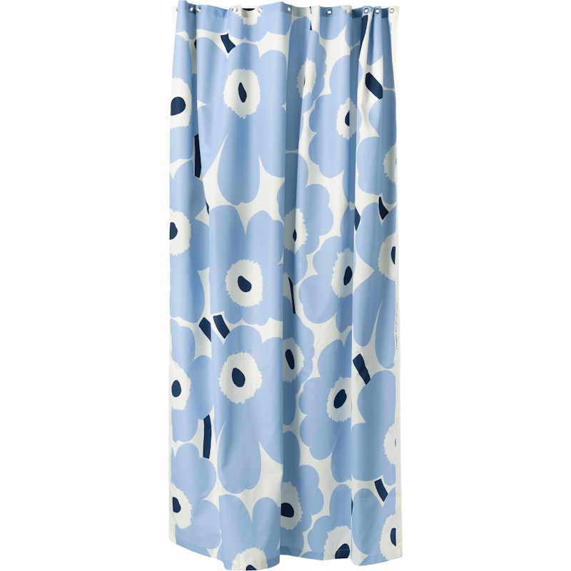 Unikko Bruseforhæng 180x200 cm, Offwhite / Lyseblåt / Marineblåt