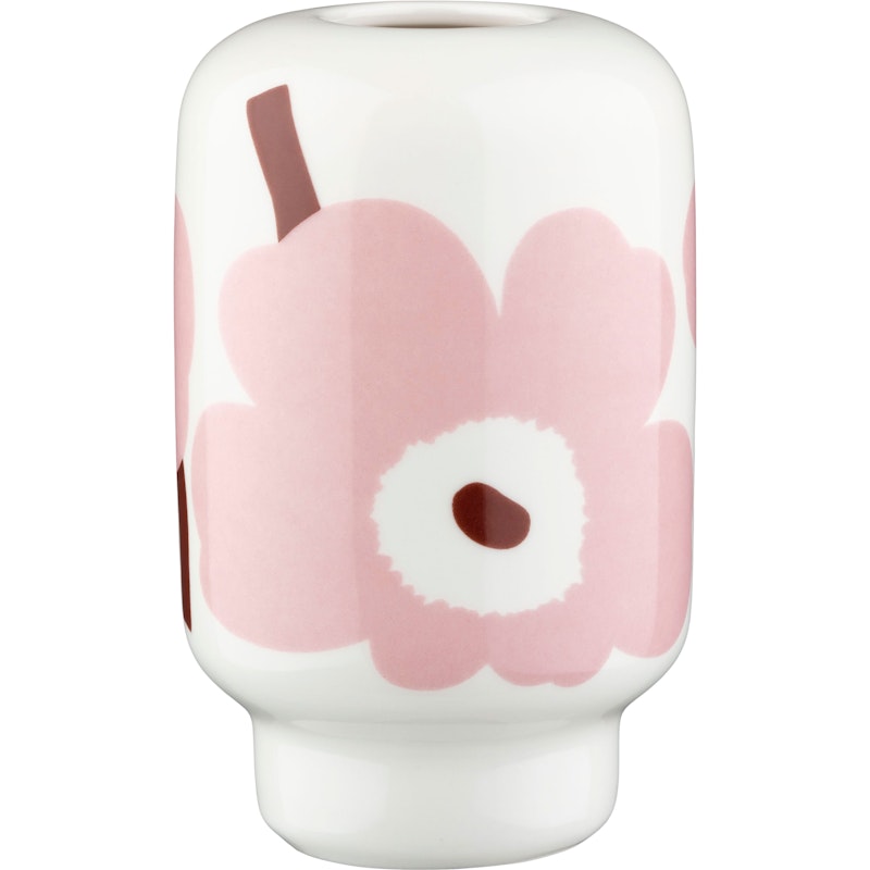 Unikko Vase 14 cm, Hvid / Light Pink / Kastanje