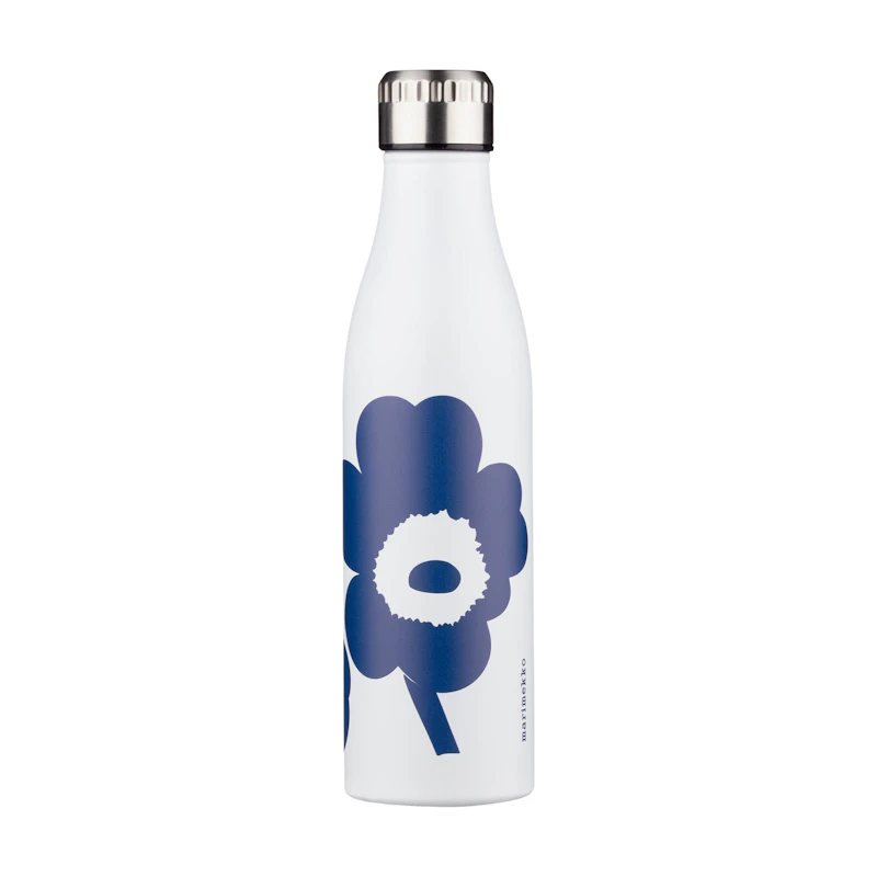 Unikko Drikkeflaske 500 ml, Hvid / Blå