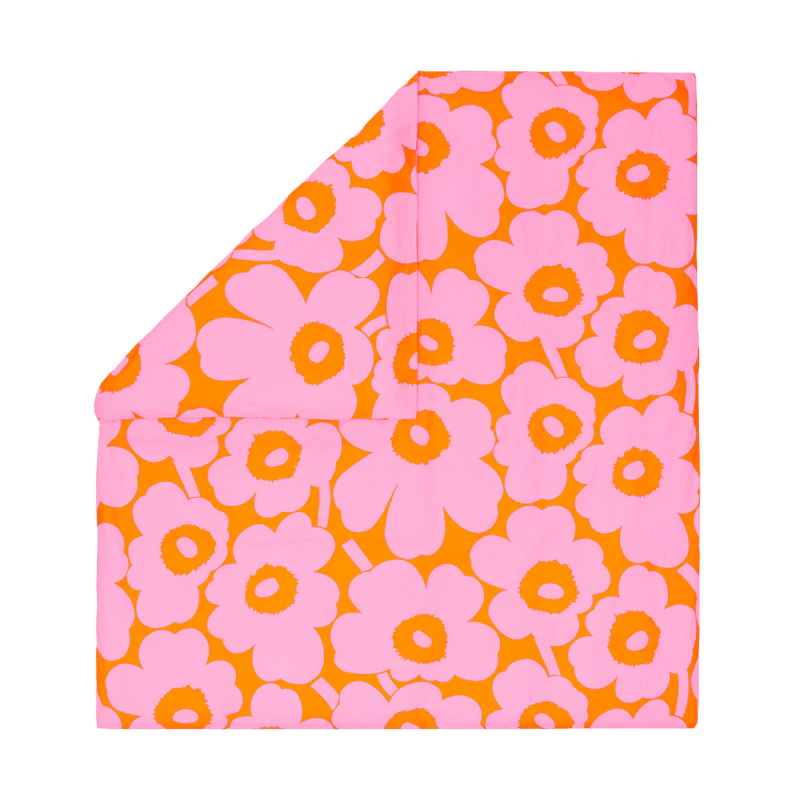 Unikko Dynebetræk 240x220 cm, Rosa / Orange