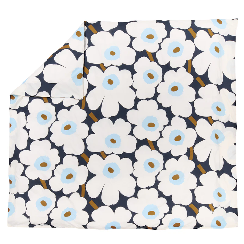 Unikko Dynebetræk 220x240 cm, Offwhite / Blueberry