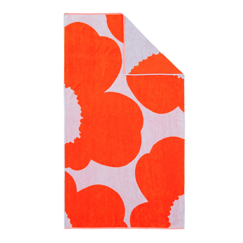 Unikko Håndklæde 100x180 cm, Orange / Hvidt