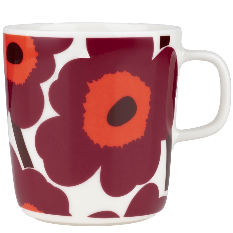 Oiva/Unikko Mug 40 cl Krus 40 cl Hvidt Rødt Bourgogne