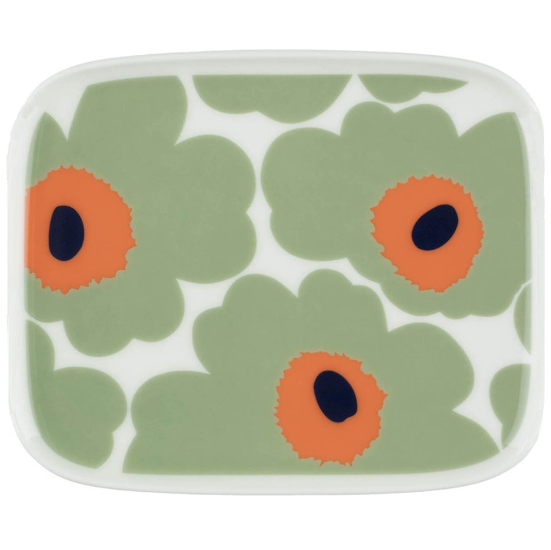 Oiva/Unikko Tallerken 12x15 cm, Sort / Orange / Light Green