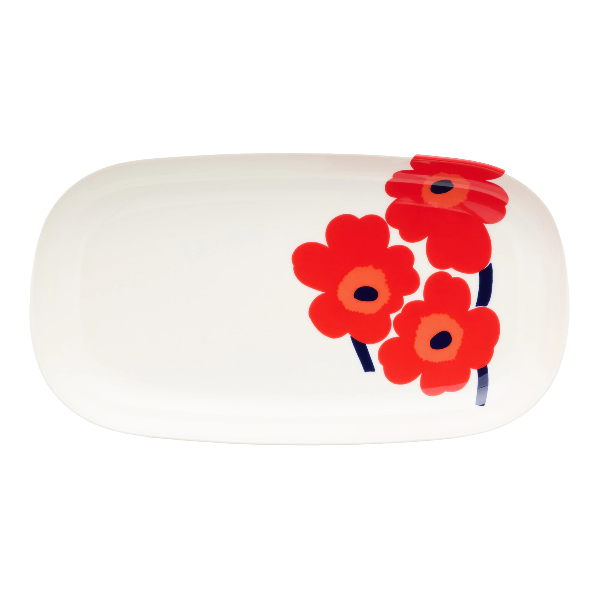Marimekko Unikko Serveringsfad 17x32 Cm - Serveringsfad Stent&oslash;j Hvid - 076269-001