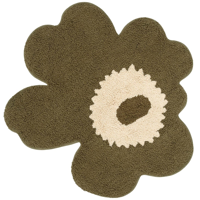 Unikko Terry Badekarsmåtte 73X74 cm, Cremefarvet / Green Umber