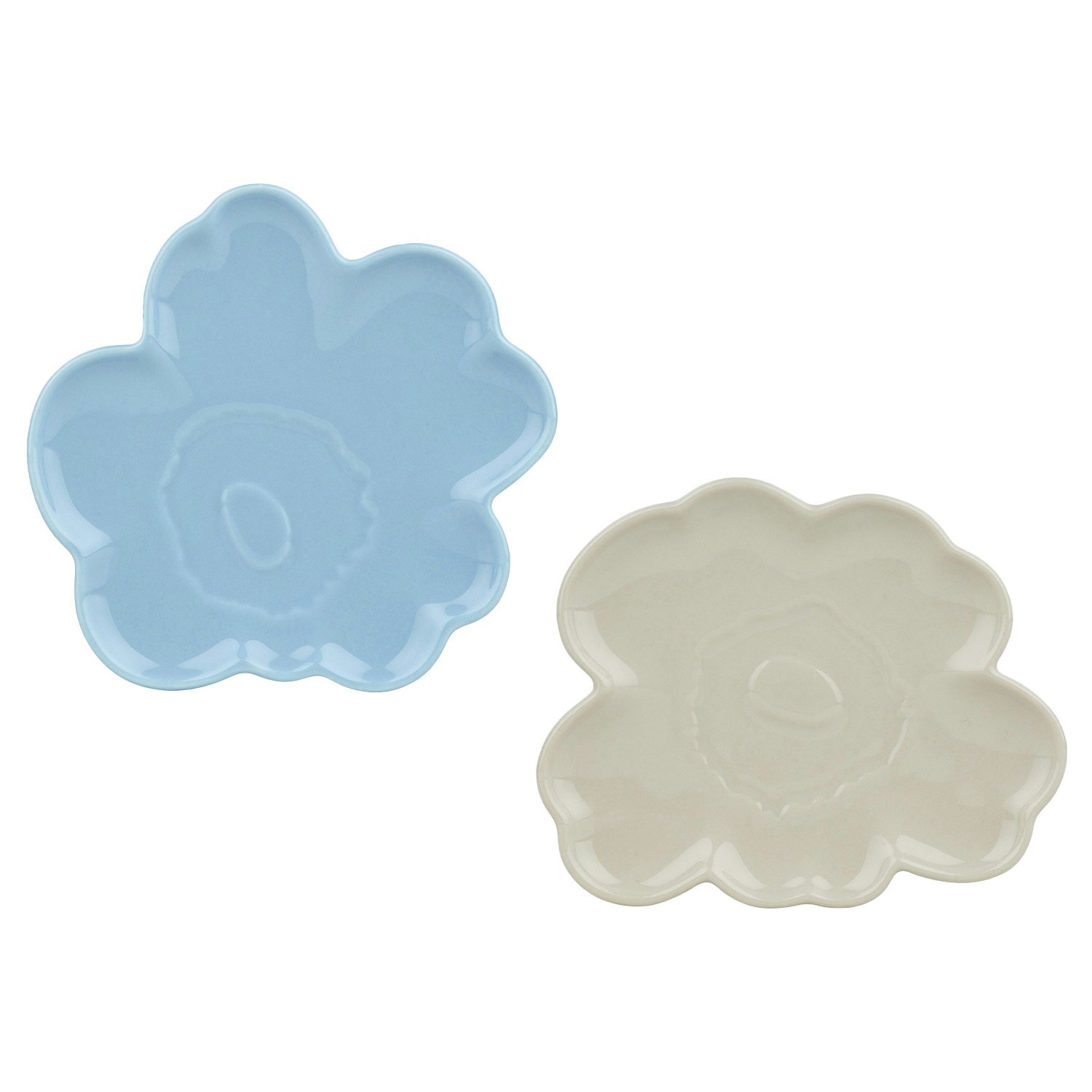 Marimekko Unikko Shape Tallerken 13 Cm 2-pak Lyse / Offwhite - Asietter Stent&oslash;j Bl&aring; - 074591-580