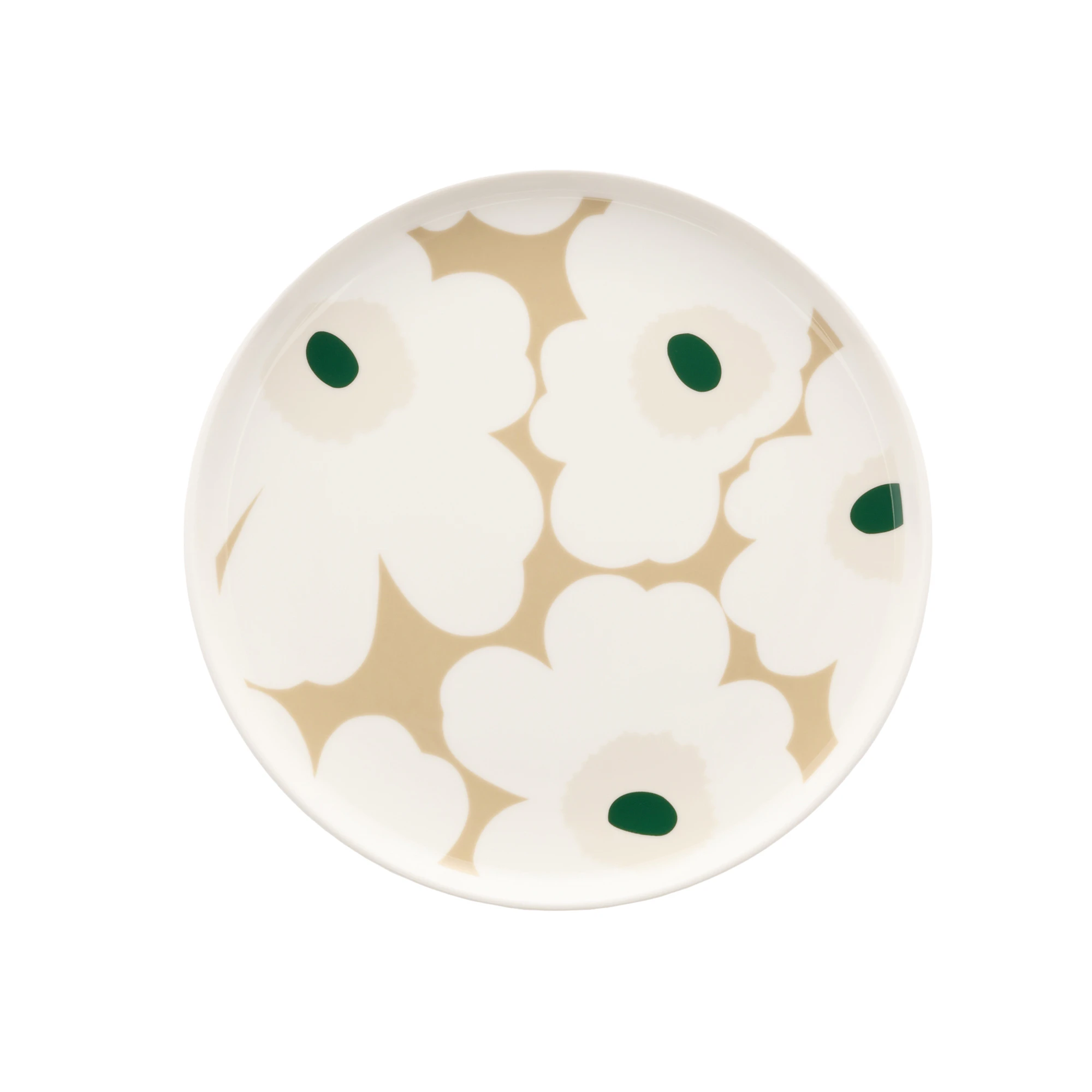 Marimekko Oiva/unikko Tallerken &Oslash;20 Cm M&oslash;rkegr&oslash;n / Light Sand - Asietter Stent&oslash;j Dark Green - 075870-188
